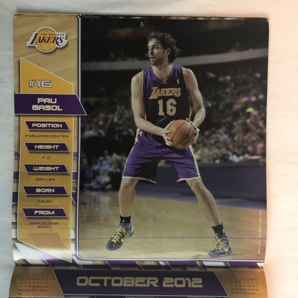 2012 LOS ANGELES LAKERS 12 x 12 WALL CALENDAR - Picture 12 of 12